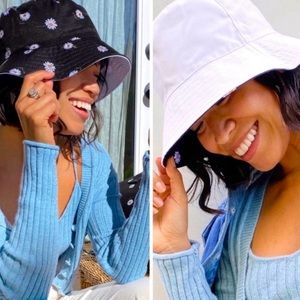 Alice + Olivia black and white daisy reversible bucket hat new with tags.